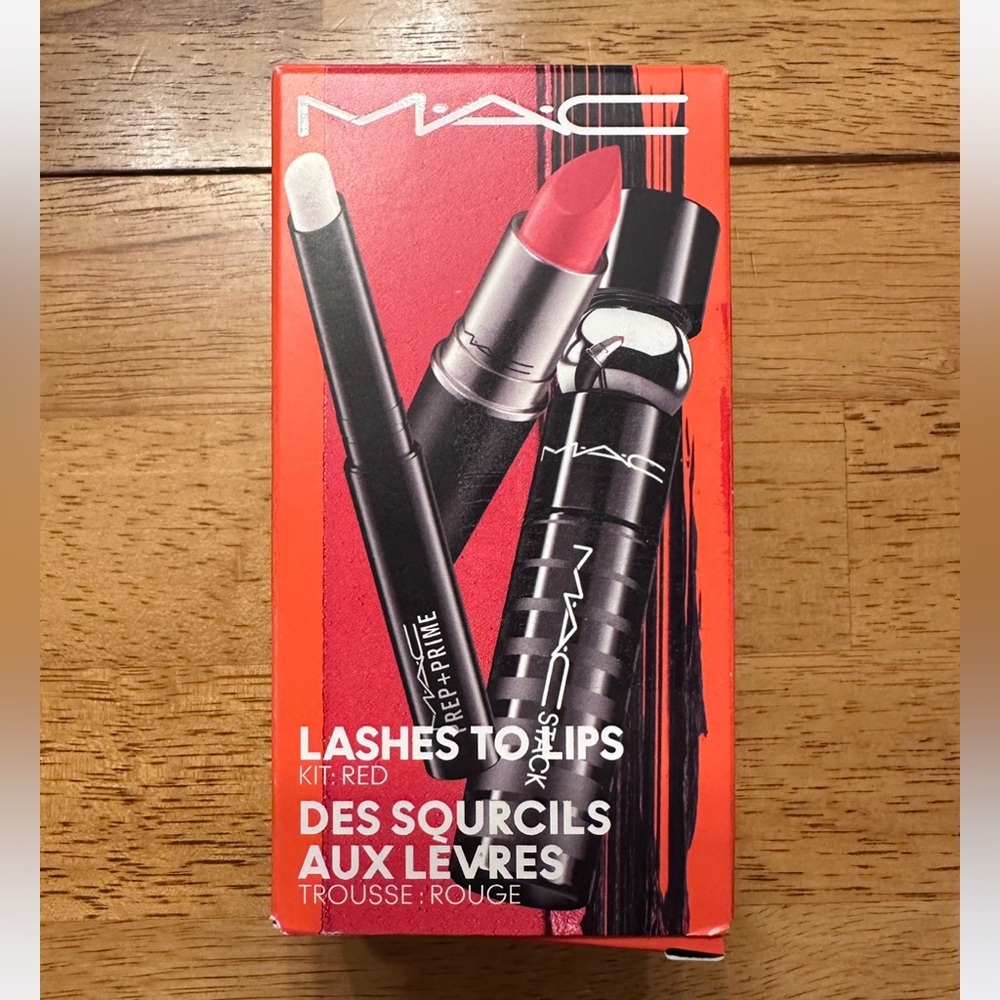 M-A-C Lashes to Lips Kit 3 Pieces: Prep Prime,Lipstick Lady Danger & Mascara $48